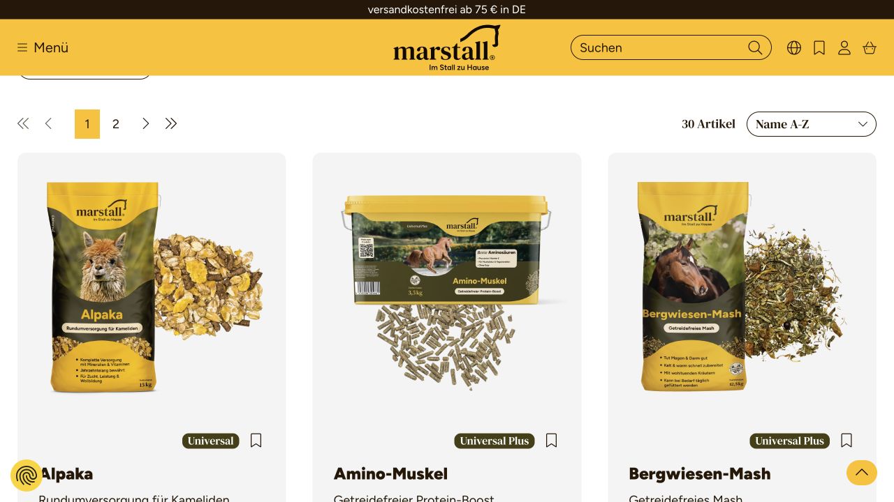 Marstall-Shop mit Futterprodukten