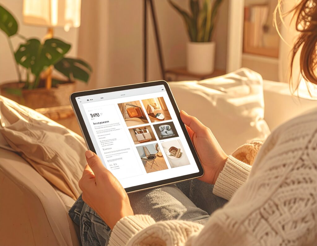 Digitaler Katalog auf Tablet im Online-Shop