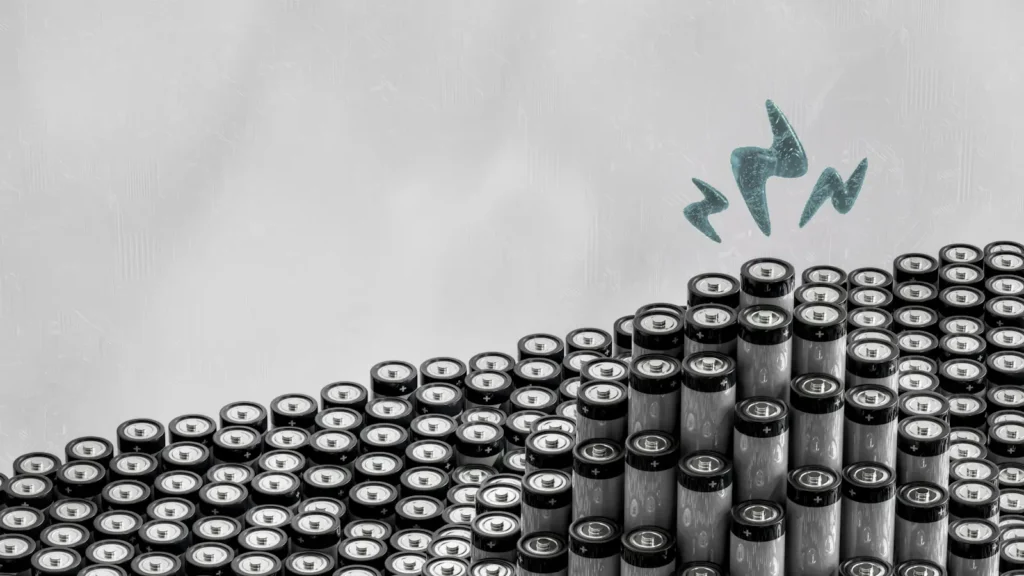 Abstract stacked battery cells symbolizing the battery passport and structured product data