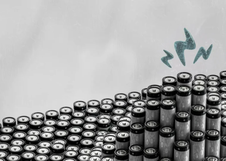 Abstract stacked battery cells symbolizing the battery passport and structured product data