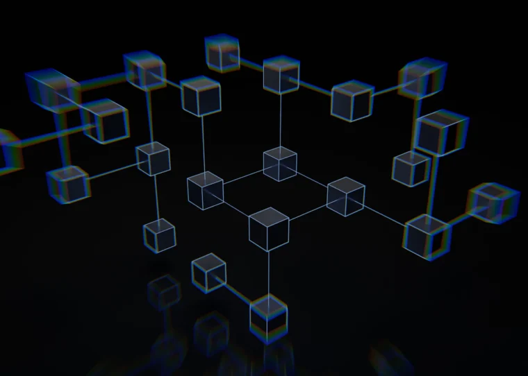 Abstrakte 3D-Datenstruktur aus vernetzten Blöcken – Motiv zum Vergleich MDM vs. PIM