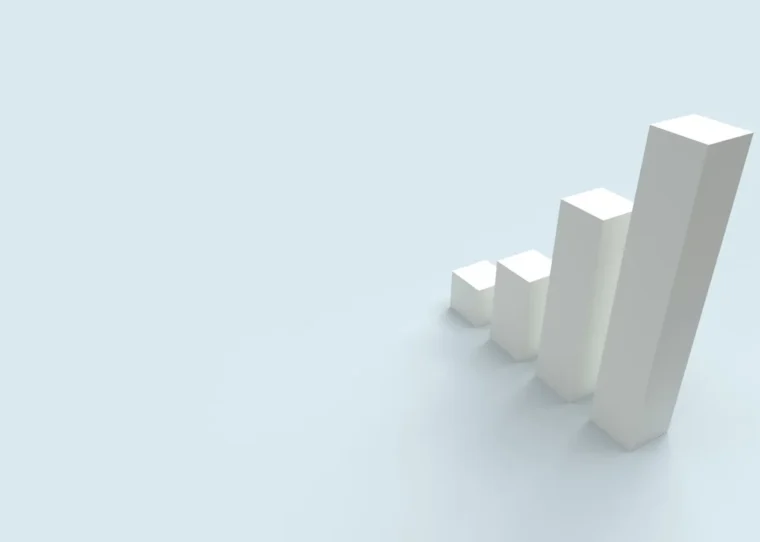 Abstraktes 3D-Balkendiagramm als Sinnbild für PIM-Kosten, Lizenzmodelle und TCO