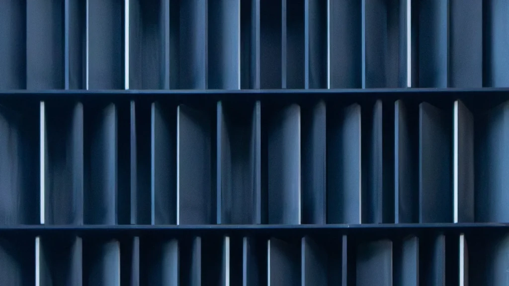 Abstract blue shelving grid symbolizing structured B2B ordering processes with Shopware B2B
