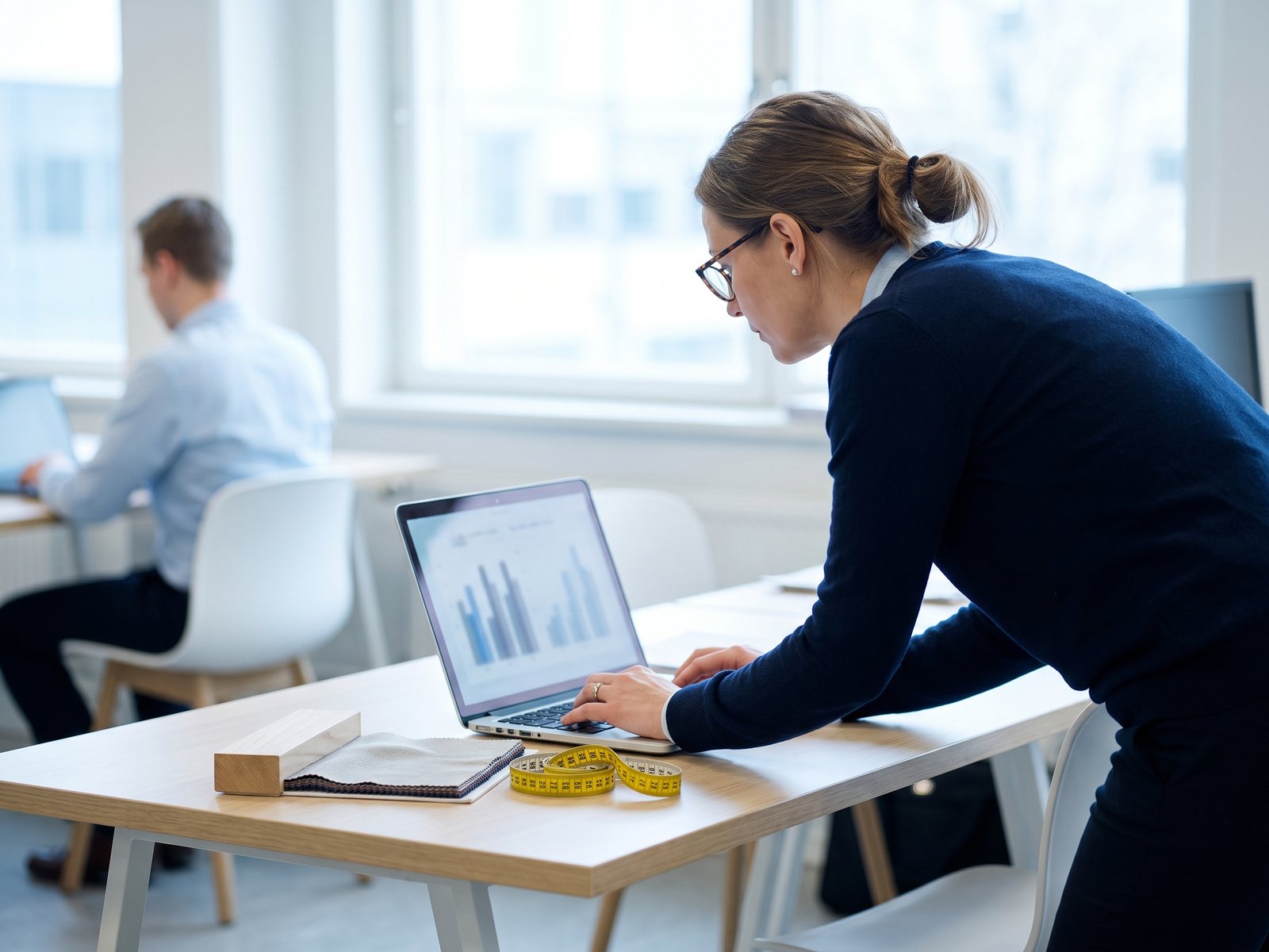 Specialist carefully entering product master data