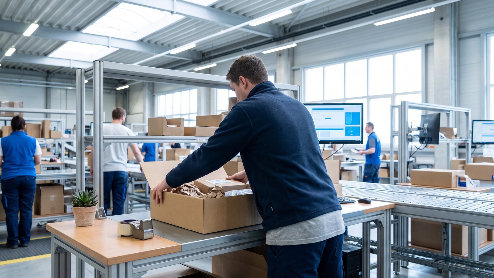 Versand in recycelter Verpackung im Fulfillment-Center