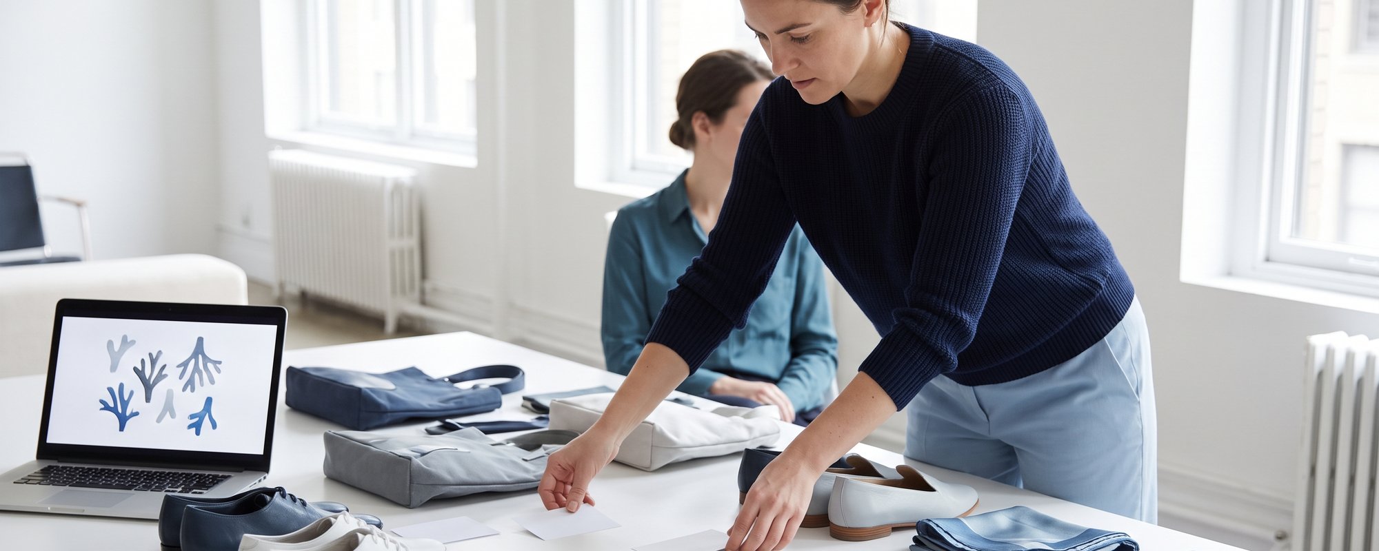 Produktmanagerin ordnet Produktmuster in Gruppen