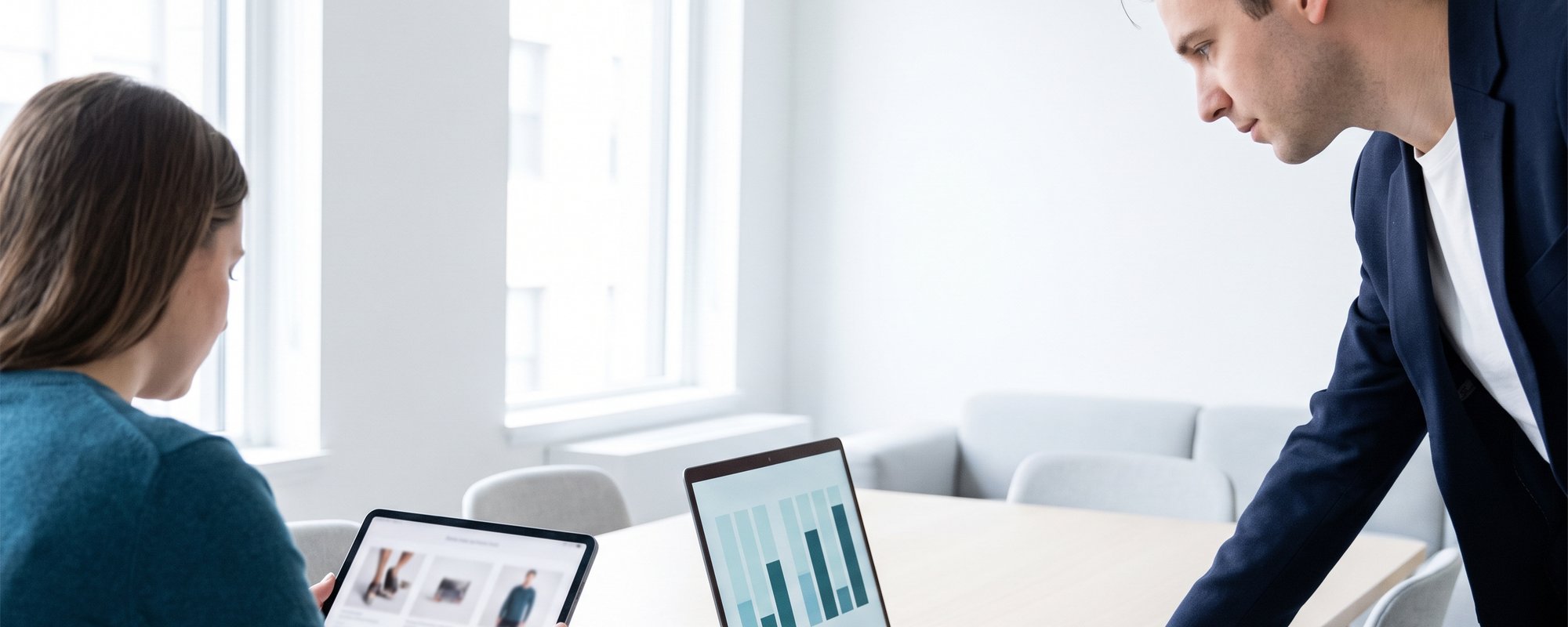 Performance marketer optimising a campaign on a laptop