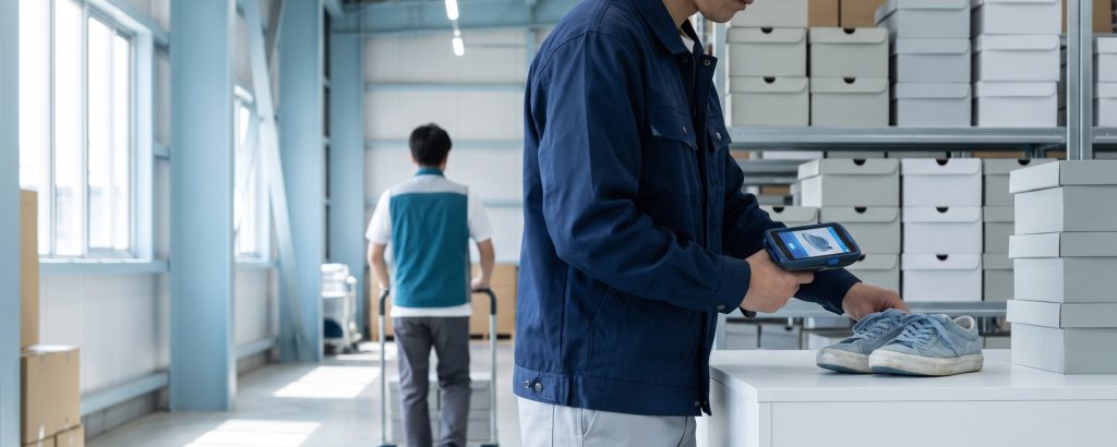 Mitarbeiter prüft eine Retoure gegen die Produktdaten