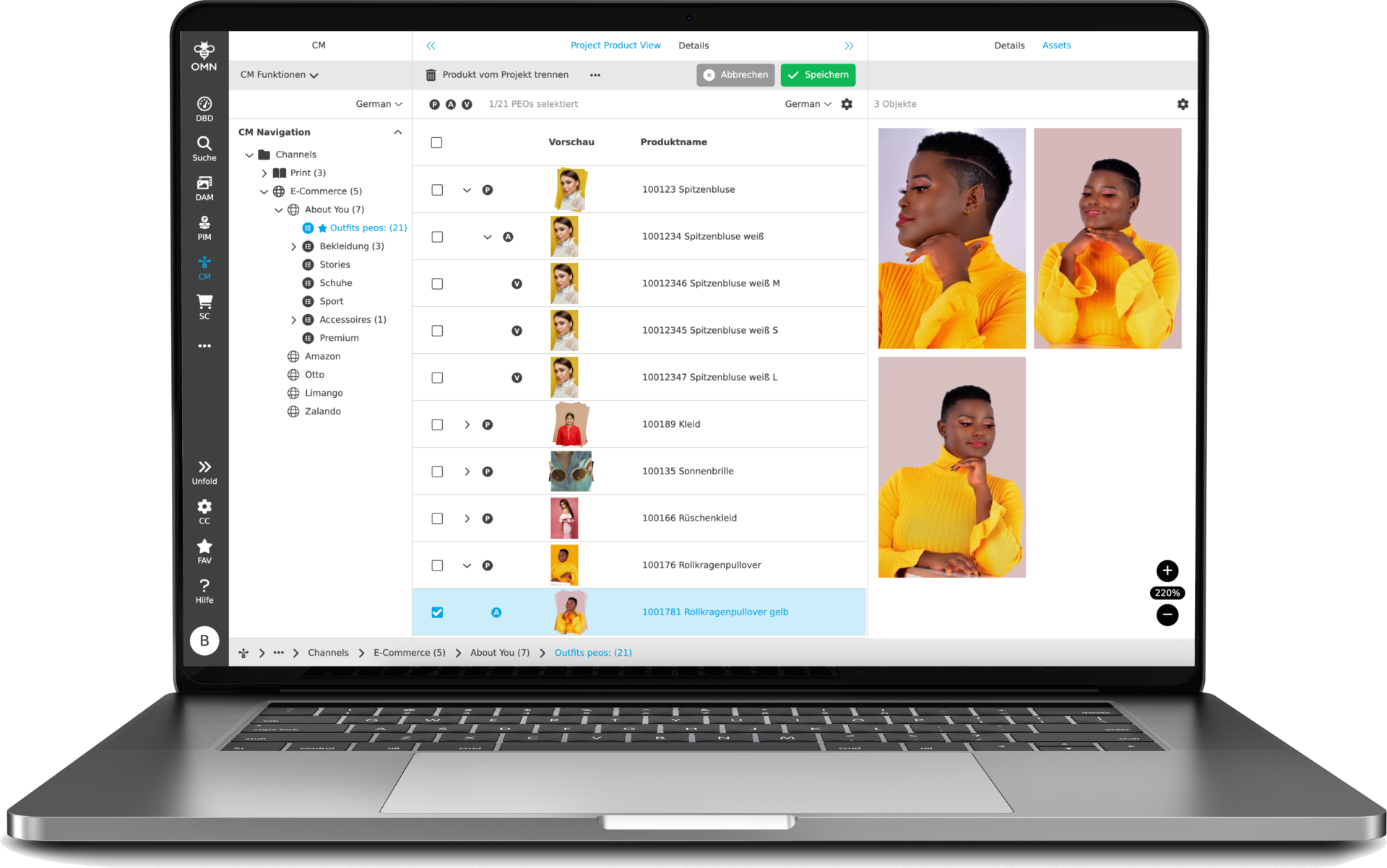 Laptop mit OMN Channel Management