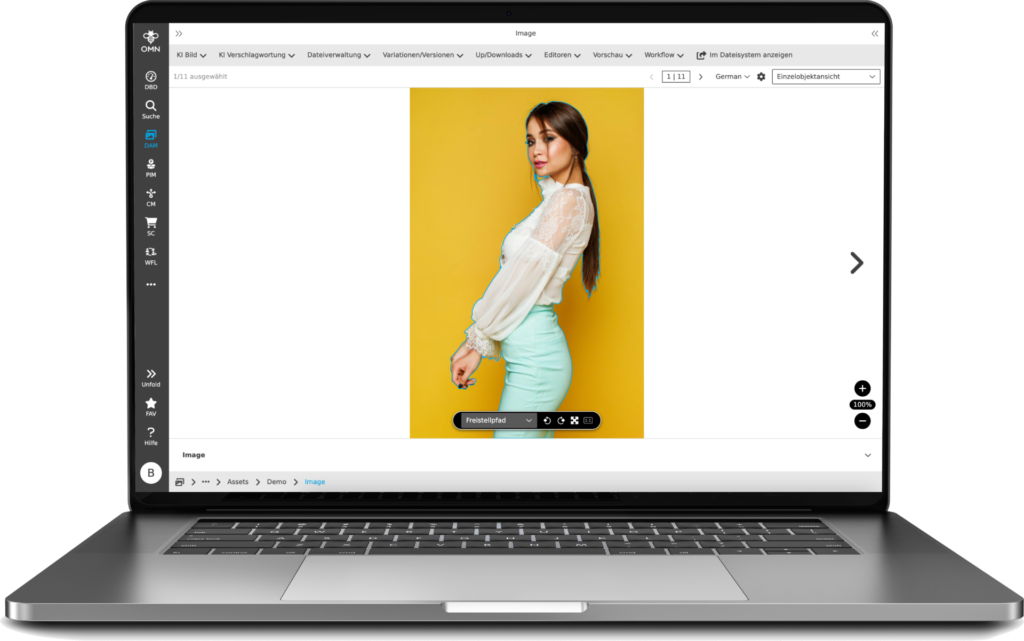 Screenshot von OMN DAM mit AI Image