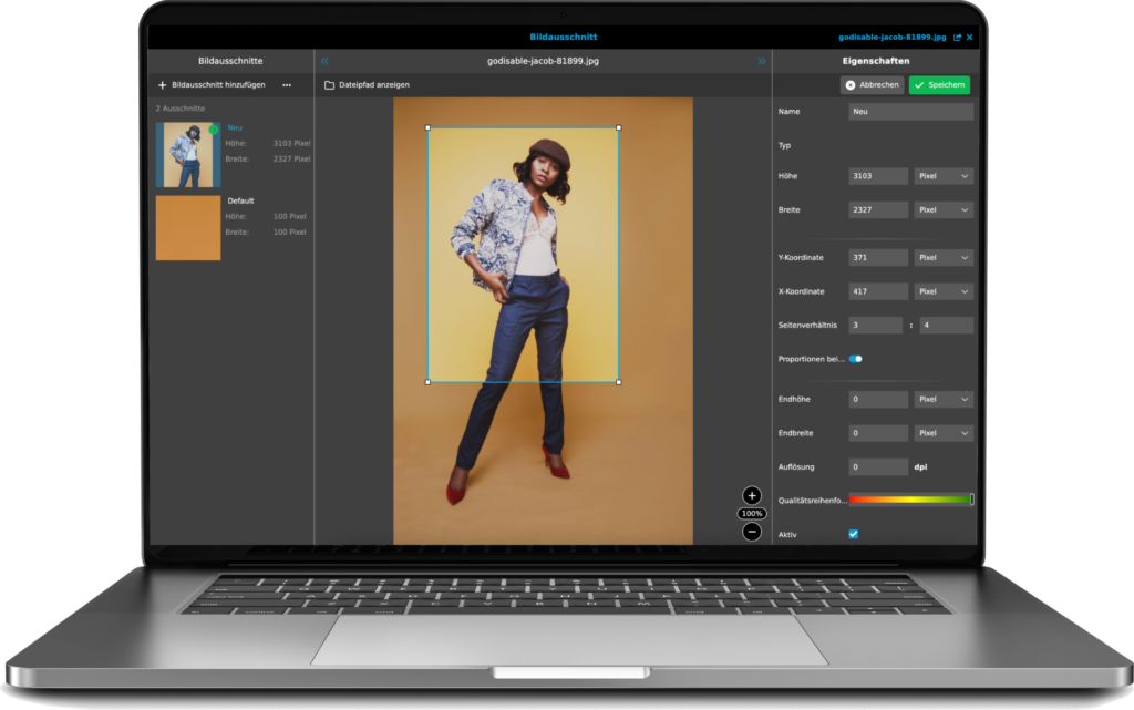 Ein Laptop mit OMN DAM und Aperture-Tool