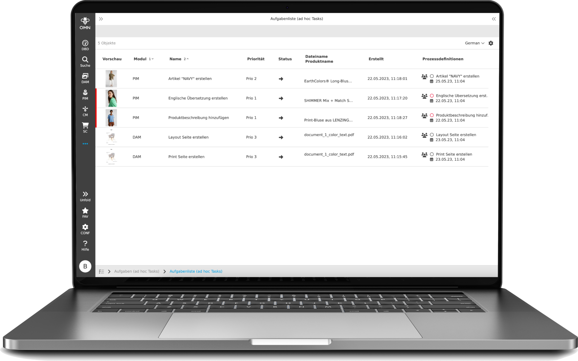 Laptop showing OMN Workflow Management