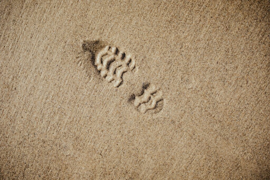 Shoe print in the sand