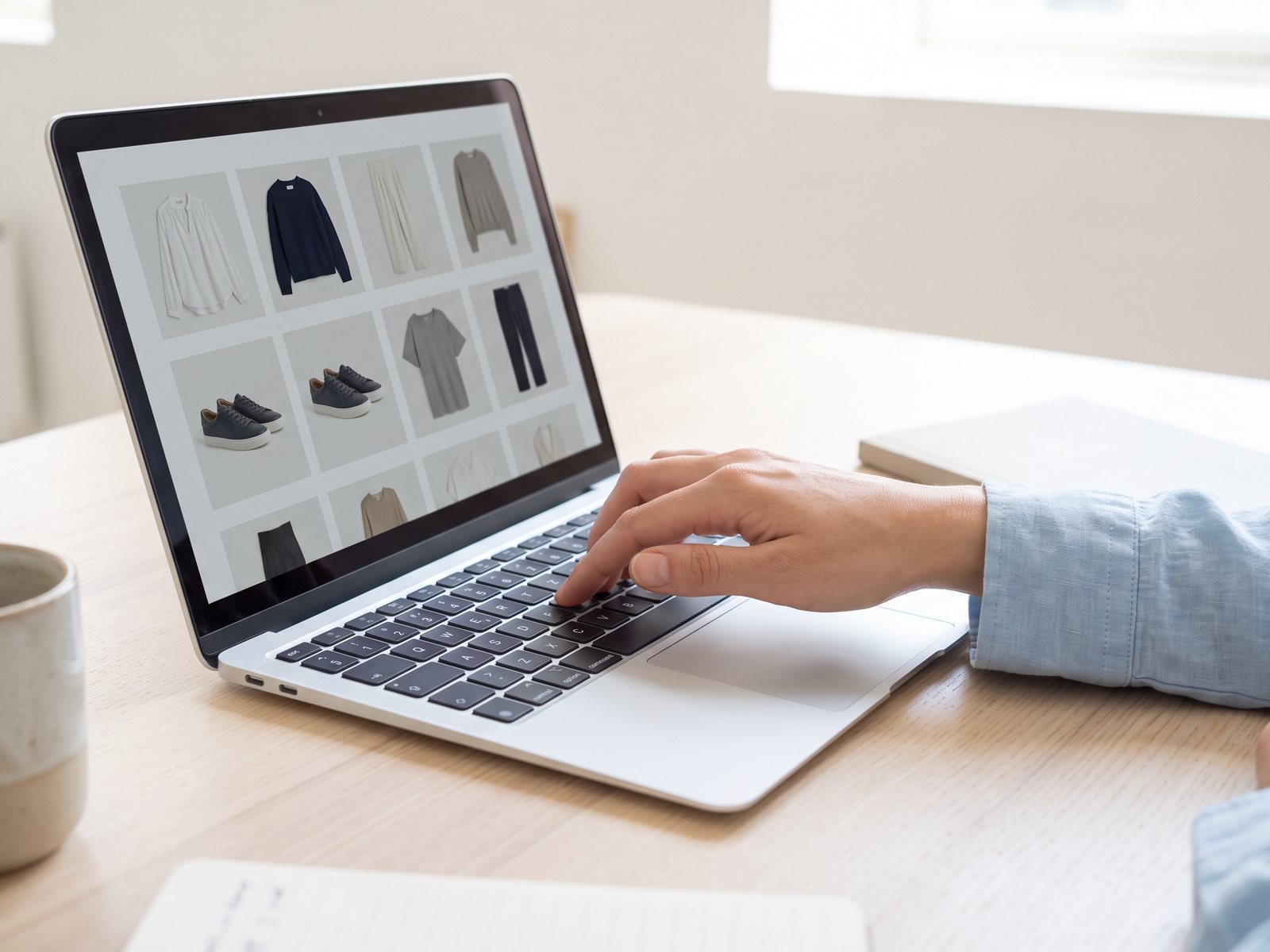 Preconfigured product catalogue appearing on a laptop with one click