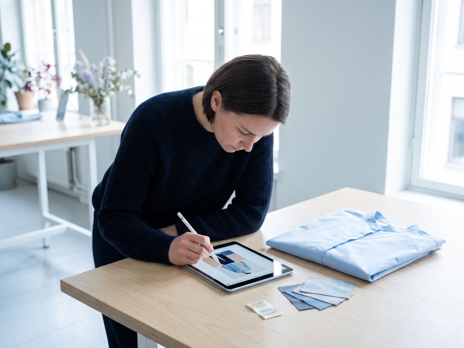 Refining the product information of a blouse on a tablet