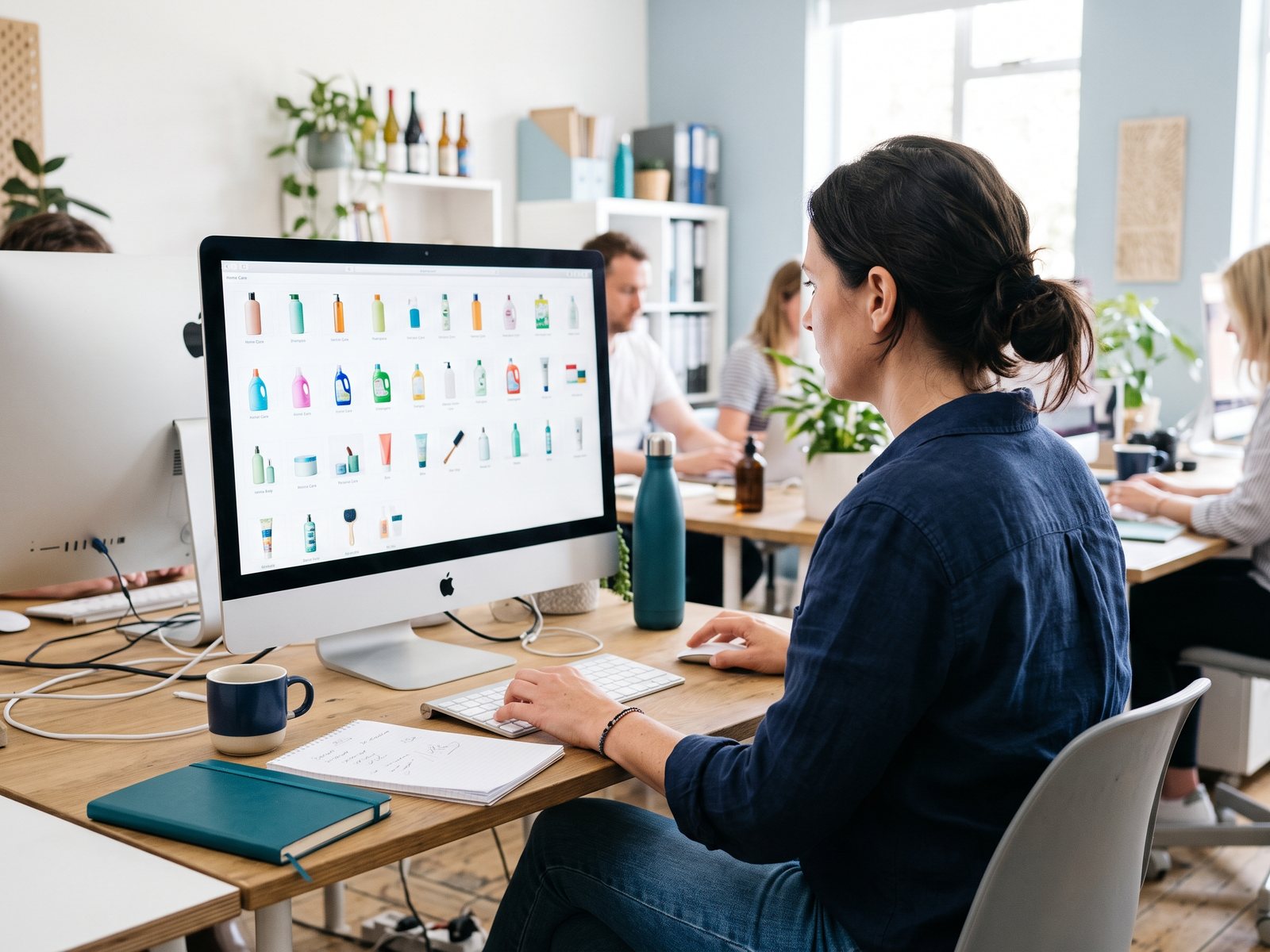 Product photos of consumer goods being organised