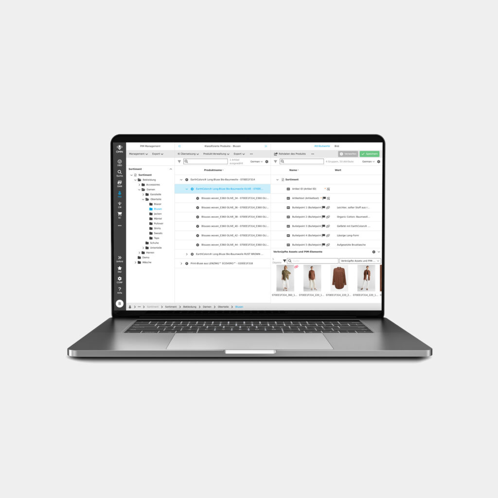 Screenshot of the PIM system "OMN PIM" from apollon