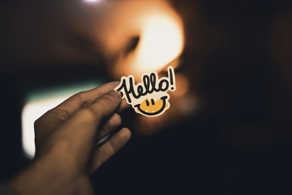 Sticker mit Aufschrift "Hello"