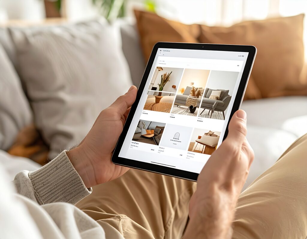 Digitaler Katalog auf Tablet im Online-Shop