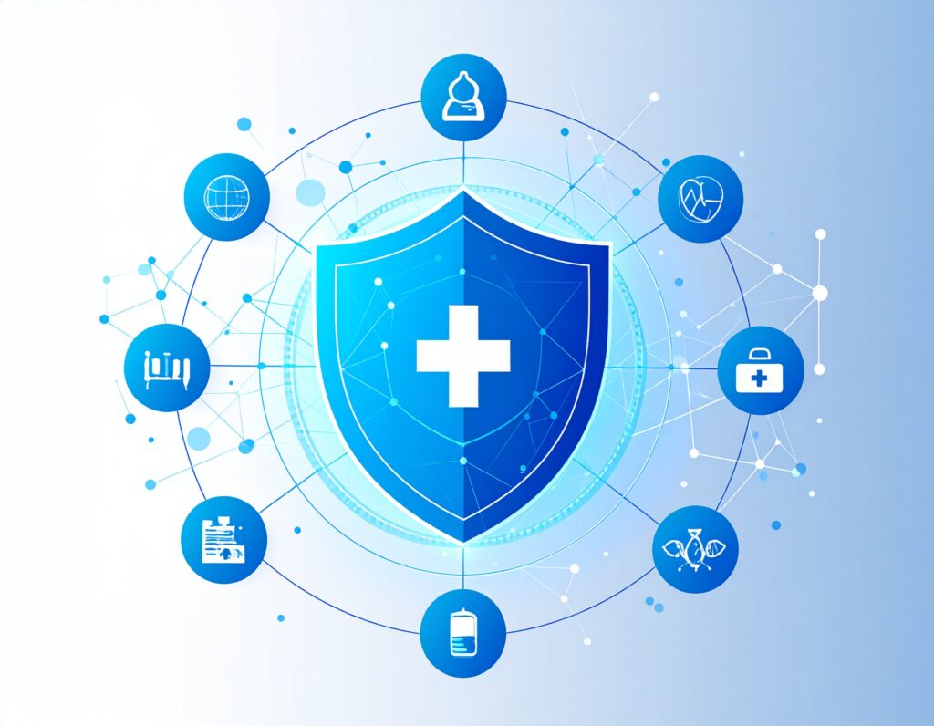 llustration für Compliance und Datenmanagement im digitalen Healthcare mit PIM/DAM