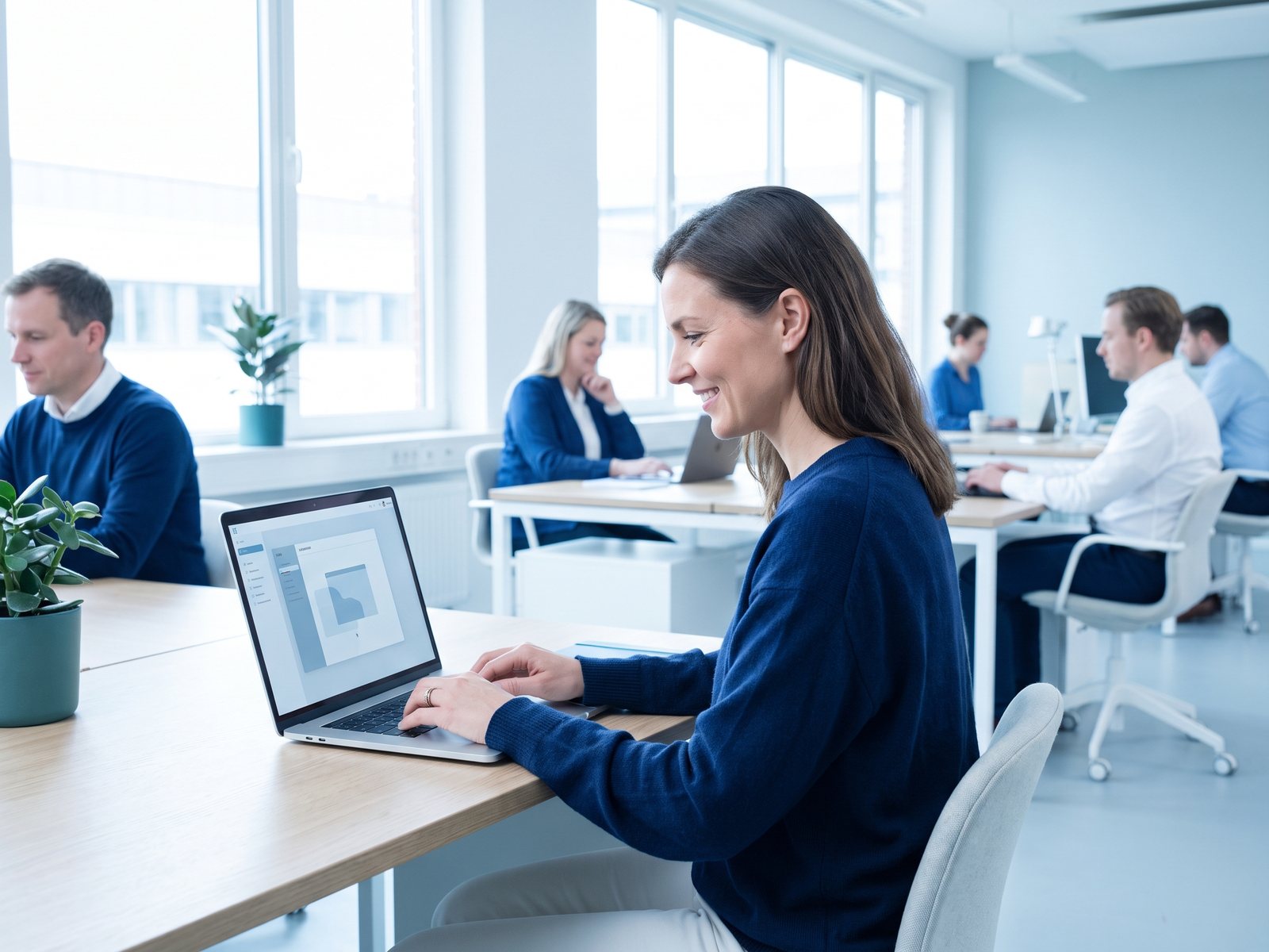 Employee working relaxed with easy software